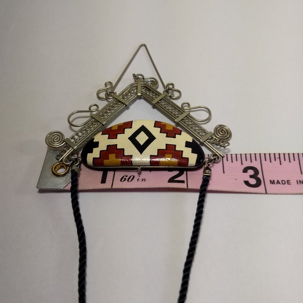 Geometric Pattern & Wire Wrap Statement Pendant N… - image 5